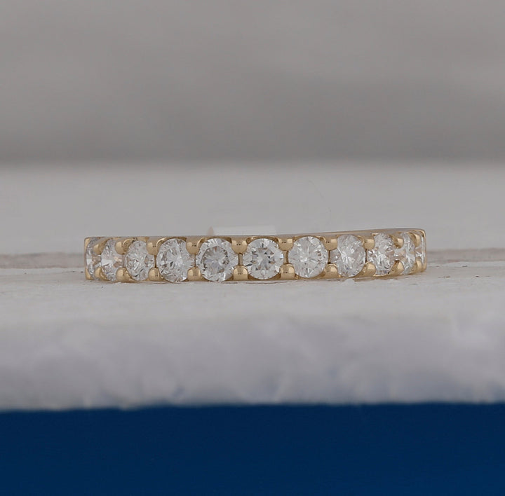 14kt Yellow Gold Womens Round Diamond Wedding Single Row Band 3/4 Cttw 7 Daisy Joyeria