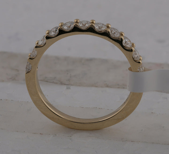 14kt Yellow Gold Womens Round Diamond Wedding Single Row Band 3/4 Cttw 7 Daisy Joyeria