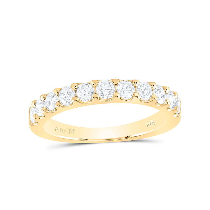 14kt Yellow Gold Womens Round Diamond Wedding Single Row Band 3/4 Cttw 7 Daisy Joyeria
