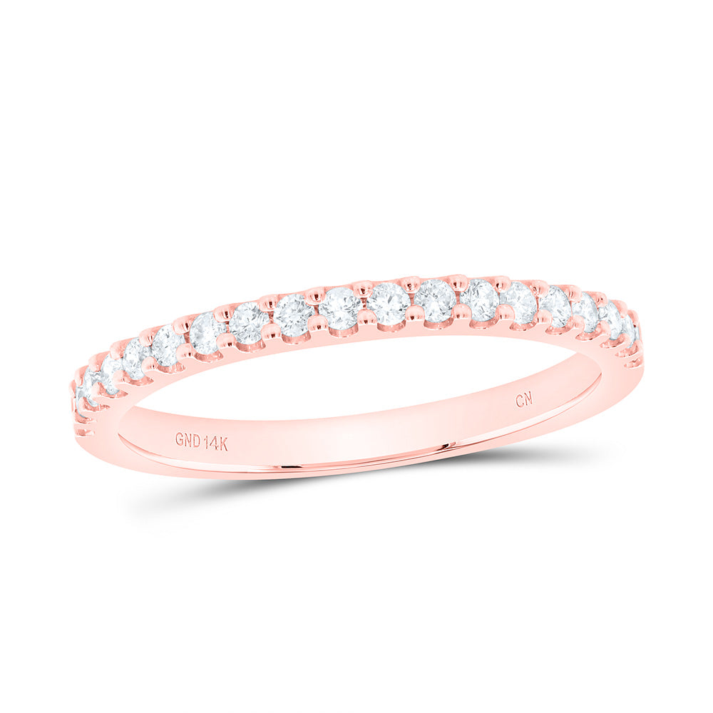 14kt Rose Gold Womens Round Diamond Wedding Single Row Band 1/4 Cttw 7 Daisy Joyeria