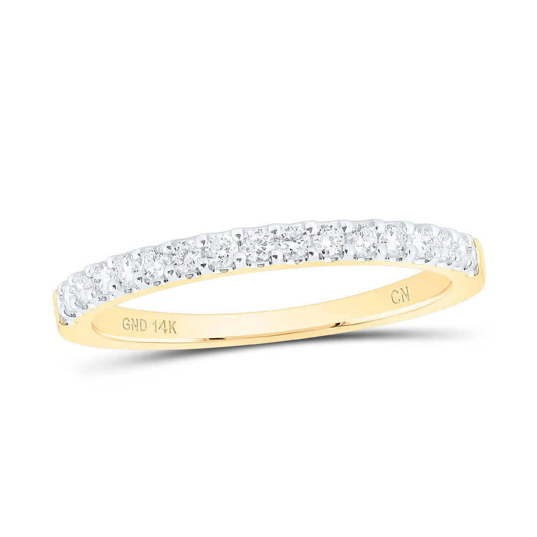 14kt Yellow Gold Womens Round Diamond Wedding Single Row Band 1/3 Cttw 7 Daisy Joyeria