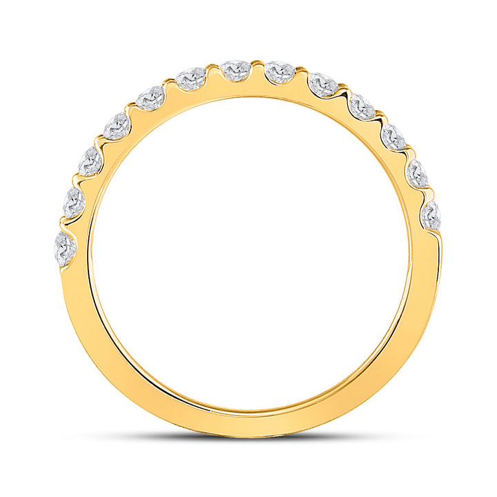 14kt Yellow Gold Womens Round Diamond Wedding Single Row Band 1/2 Cttw 7 Daisy Joyeria