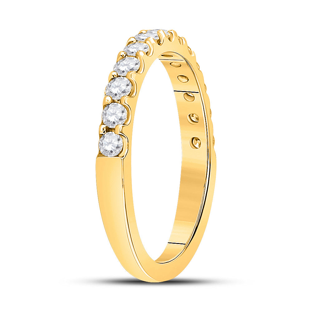 14kt Yellow Gold Womens Round Diamond Wedding Single Row Band 1/2 Cttw 7 Daisy Joyeria