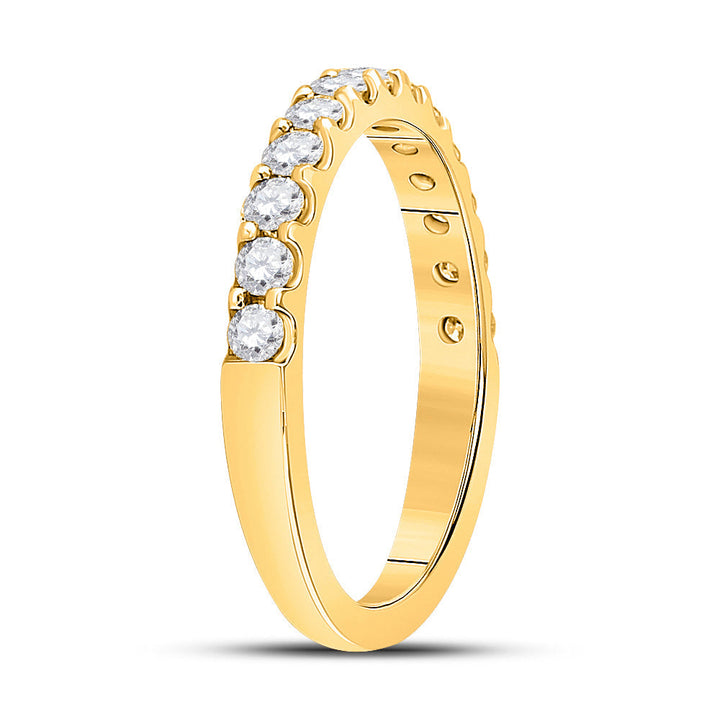 14kt Yellow Gold Womens Round Diamond Wedding Single Row Band 1/2 Cttw 7 Daisy Joyeria