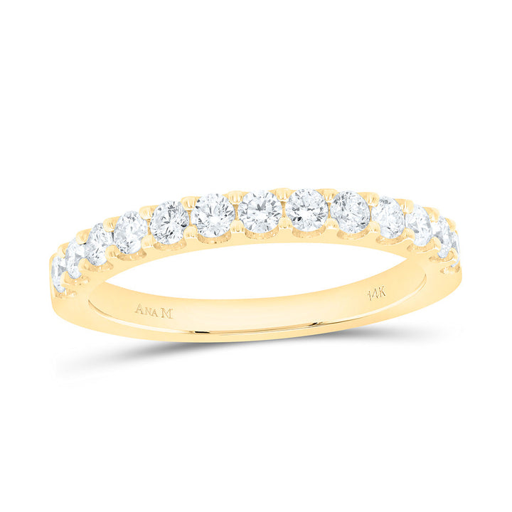 14kt Yellow Gold Womens Round Diamond Wedding Single Row Band 1/2 Cttw 7 Daisy Joyeria