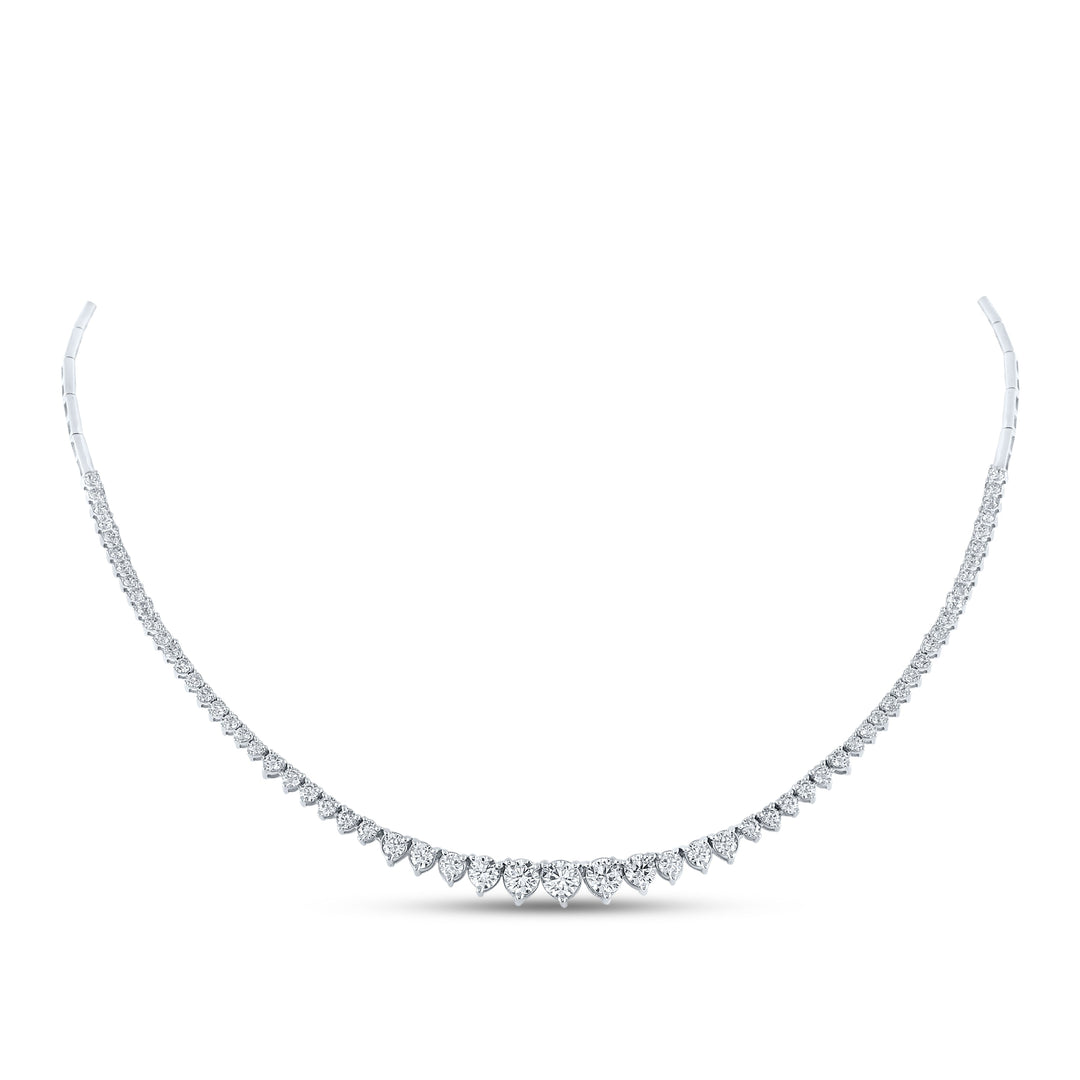 14kt White Gold Womens Round Diamond Graduated Cocktail Necklace 4-1/2 Cttw Daisy Joyeria
