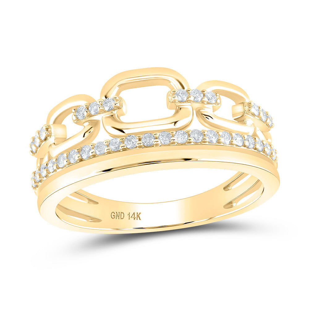14kt Yellow Gold Womens Round Diamond Link Stackable Fashion Ring 1/4 Cttw 7 Daisy Joyeria