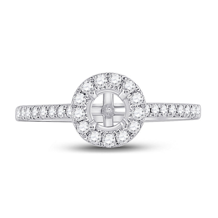 14kt White Gold Womens Round Diamond 1/2 Ct Rd Center Halo Bridal Wedding Semi-Mount Ring 1/3 Cttw 7 Daisy Joyeria