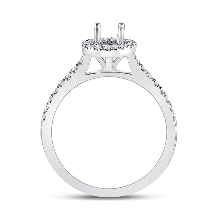 14kt White Gold Womens Round Diamond 1/2 Ct Rd Center Halo Bridal Wedding Semi-Mount Ring 1/3 Cttw 7 Daisy Joyeria