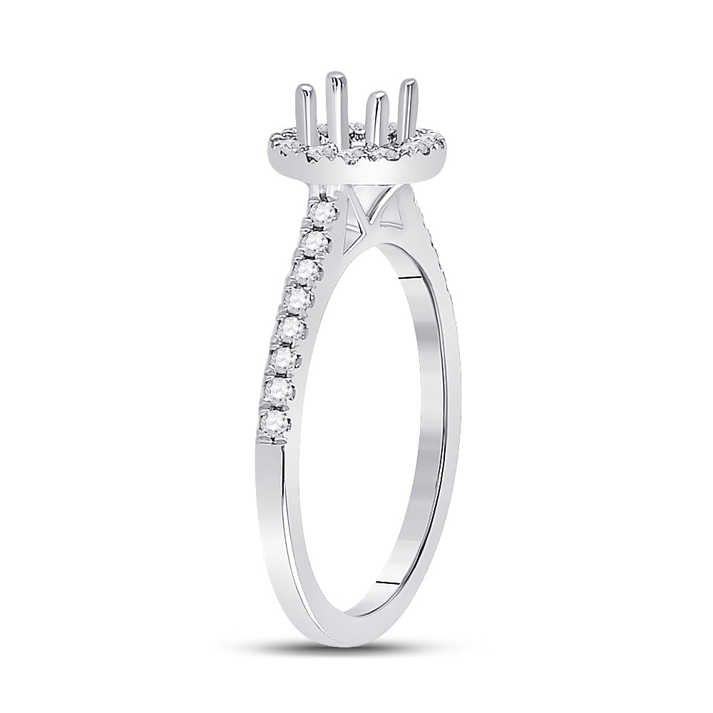 14kt White Gold Womens Round Diamond 1/2 Ct Rd Center Halo Bridal Wedding Semi-Mount Ring 1/3 Cttw 7 Daisy Joyeria