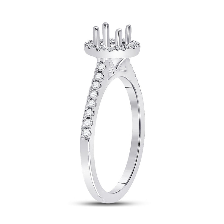 14kt White Gold Womens Round Diamond 1/2 Ct Rd Center Halo Bridal Wedding Semi-Mount Ring 1/3 Cttw 7 Daisy Joyeria