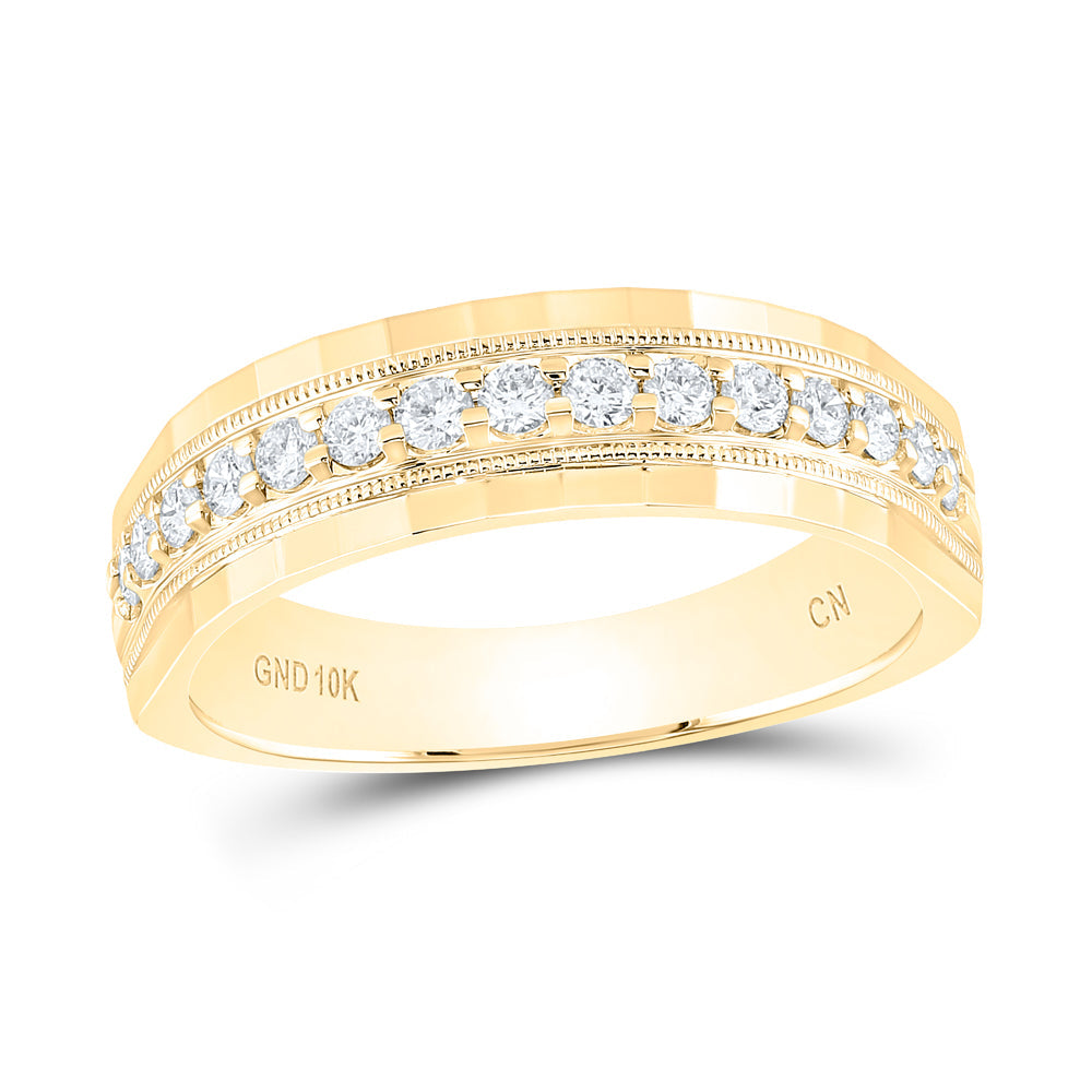 10kt Yellow Gold Mens Round Diamond Wedding Machine Set Band Ring 1/2 Cttw 10 Daisy Joyeria