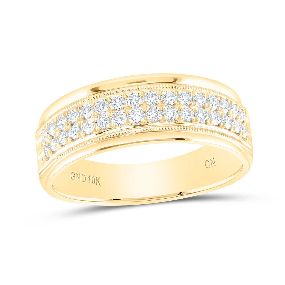 10kt Yellow Gold Mens Round Diamond Wedding Machine Set Band Ring 1/2 Cttw 10 Daisy Joyeria