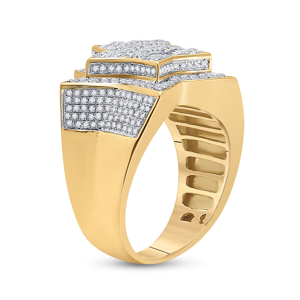10kt Yellow Gold Mens Baguette Diamond Statement Star Ring 1-1/4 Cttw 10 Daisy Joyeria