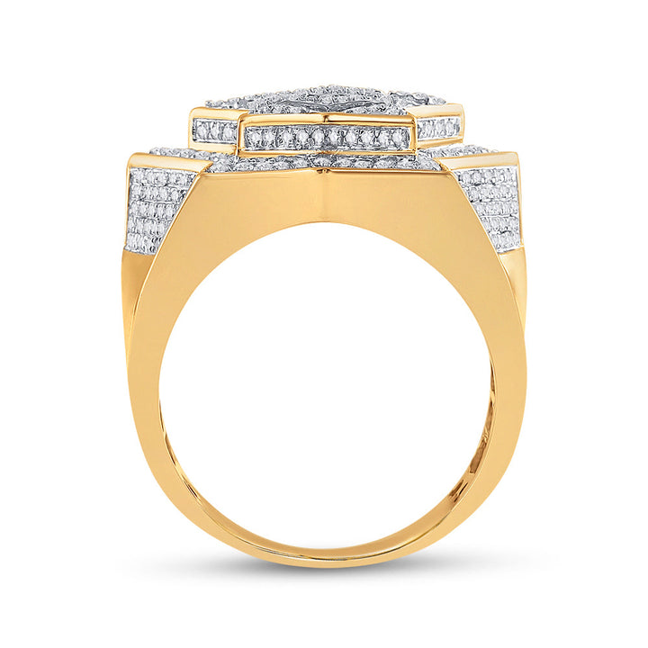 10kt Yellow Gold Mens Baguette Diamond Statement Star Ring 1-1/4 Cttw 10 Daisy Joyeria