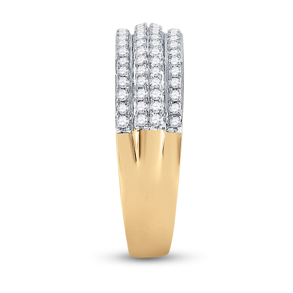 14kt Yellow Gold His Hers Round Diamond Cluster Matching Bridal Wedding Ring Band Set 1-1/3 Cttw 7 Daisy Joyeria