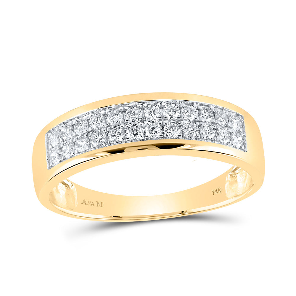 14kt Yellow Gold His Hers Round Diamond Cluster Matching Bridal Wedding Ring Band Set 1-7/8 Cttw 7 Daisy Joyeria