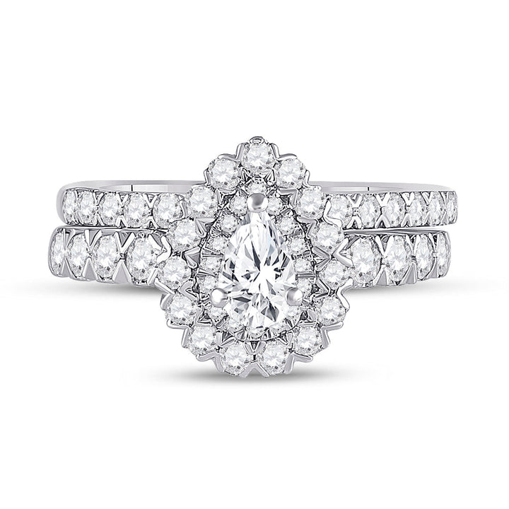 1 1/2CTW-DIA ANA M 3/8CT-CPEAR BRIDAL SETS SINGLE HALO 7 Daisy Joyeria