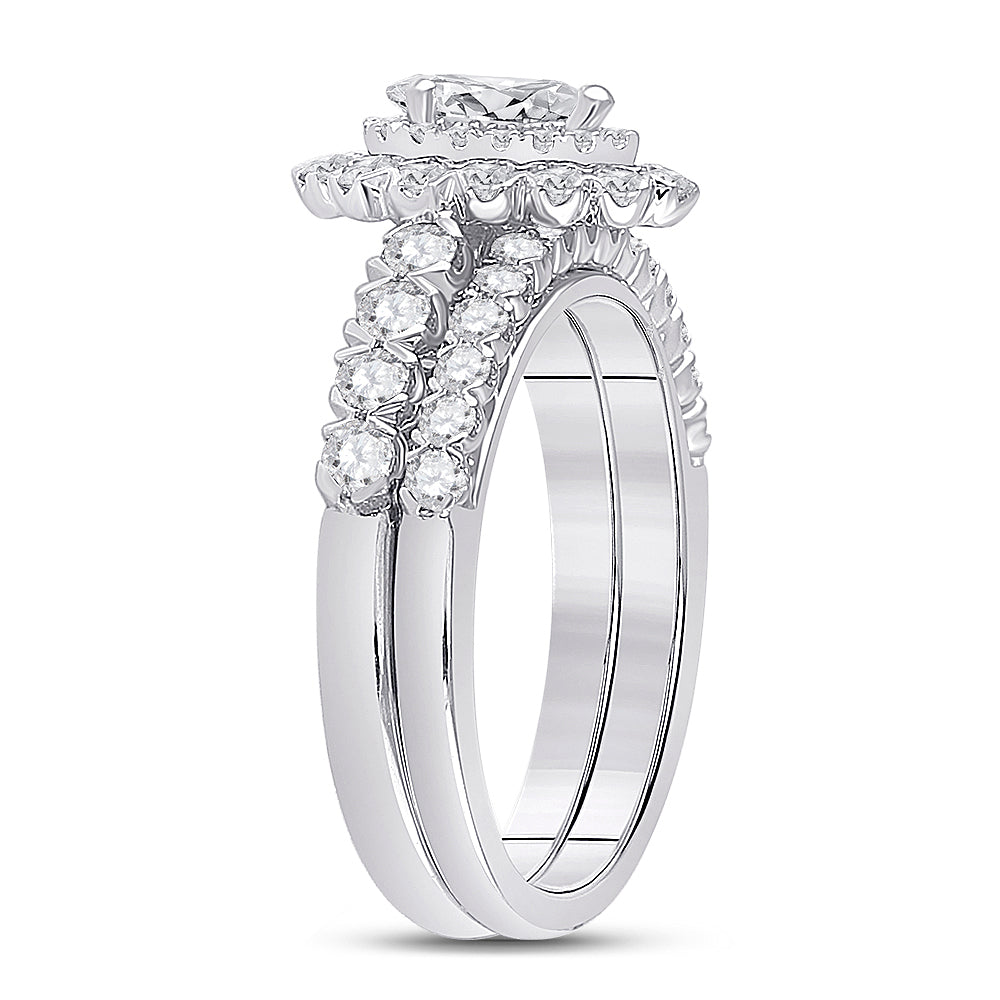 1 1/2CTW-DIA ANA M 3/8CT-CPEAR BRIDAL SETS SINGLE HALO 7 Daisy Joyeria