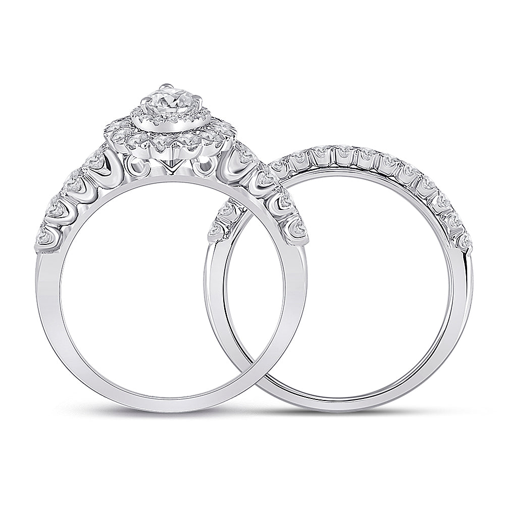 1 1/2CTW-DIA ANA M 3/8CT-CPEAR BRIDAL SETS SINGLE HALO 7 Daisy Joyeria