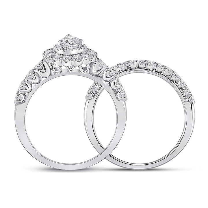 1 1/2CTW-DIA ANA M 3/8CT-CPEAR BRIDAL SETS SINGLE HALO 7 Daisy Joyeria