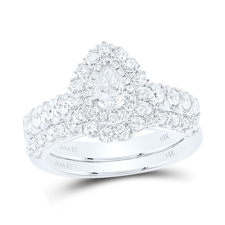 1 1/2CTW-DIA ANA M 3/8CT-CPEAR BRIDAL SETS SINGLE HALO 7 Daisy Joyeria