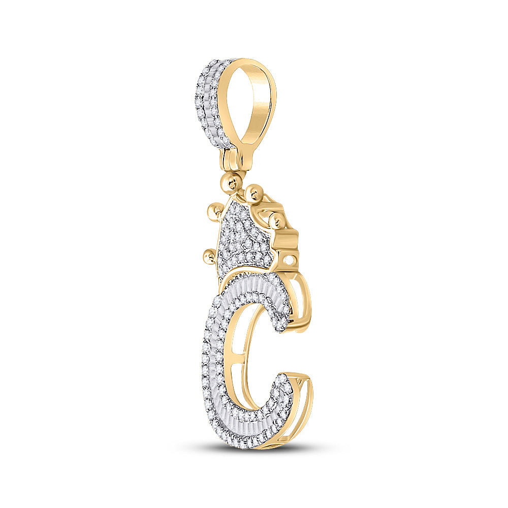 5/8CT-DIA P1 CROWN INITIAL "C" MENS PENDANT Daisy Joyeria