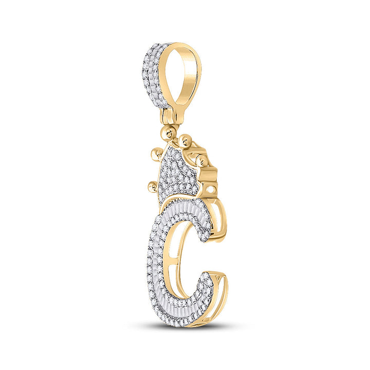 5/8CT-DIA P1 CROWN INITIAL "C" MENS PENDANT Daisy Joyeria