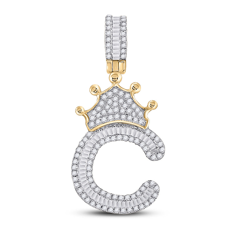 5/8CT-DIA P1 CROWN INITIAL "C" MENS PENDANT Daisy Joyeria
