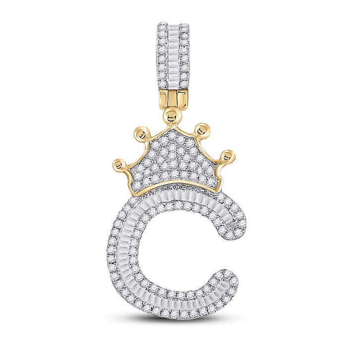 5/8CT-DIA P1 CROWN INITIAL "C" MENS PENDANT Daisy Joyeria