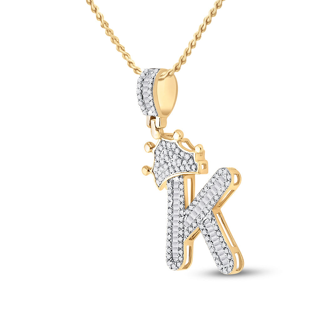 5/8CT-DIA P1 CROWN INITIAL "K" MENS PENDANT Daisy Joyeria