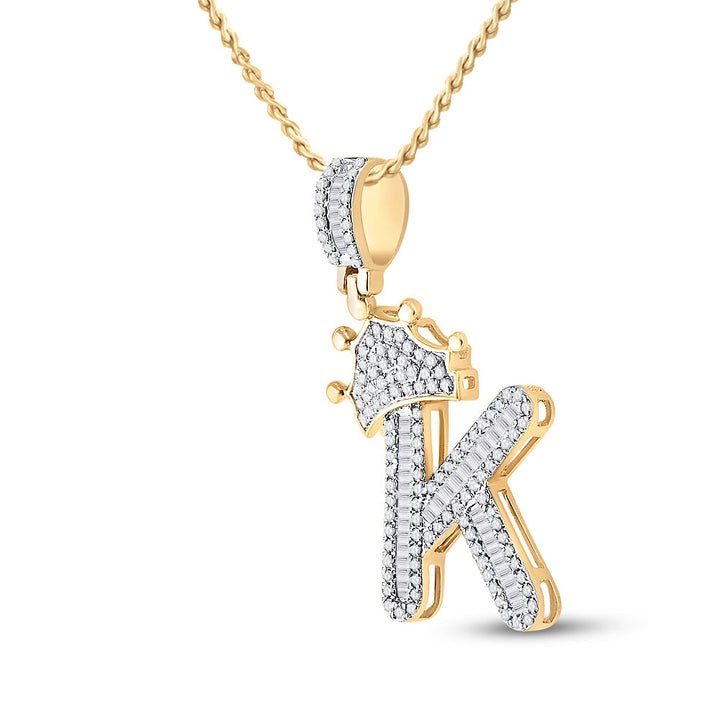 5/8CT-DIA P1 CROWN INITIAL "K" MENS PENDANT Daisy Joyeria