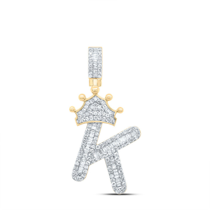 5/8CT-DIA P1 CROWN INITIAL "K" MENS PENDANT Daisy Joyeria