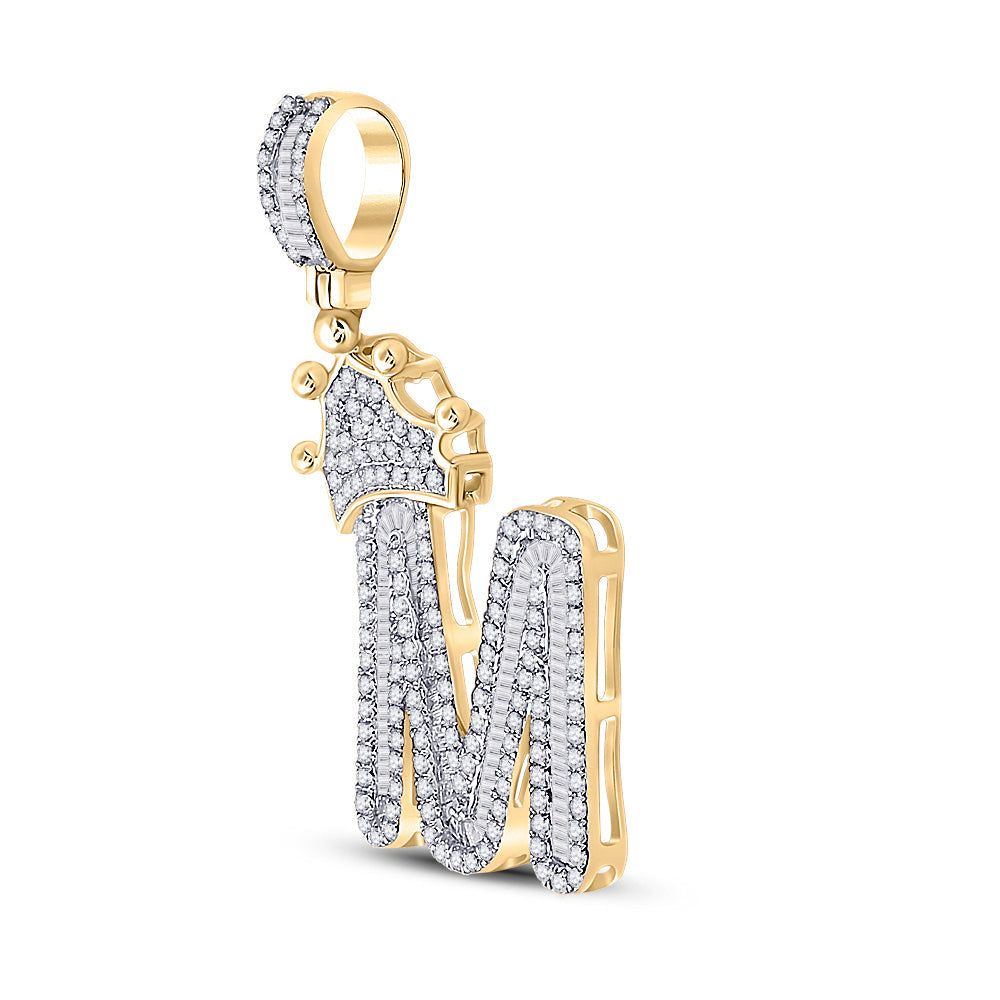 7/8CT-DIA P1 CROWN INITIAL "M" MENS PENDANT Daisy Joyeria