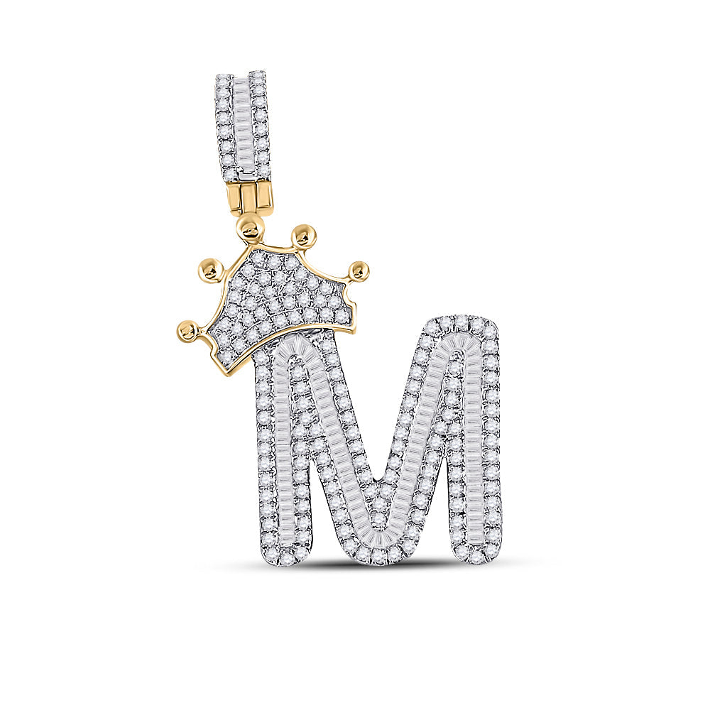7/8CT-DIA P1 CROWN INITIAL "M" MENS PENDANT Daisy Joyeria