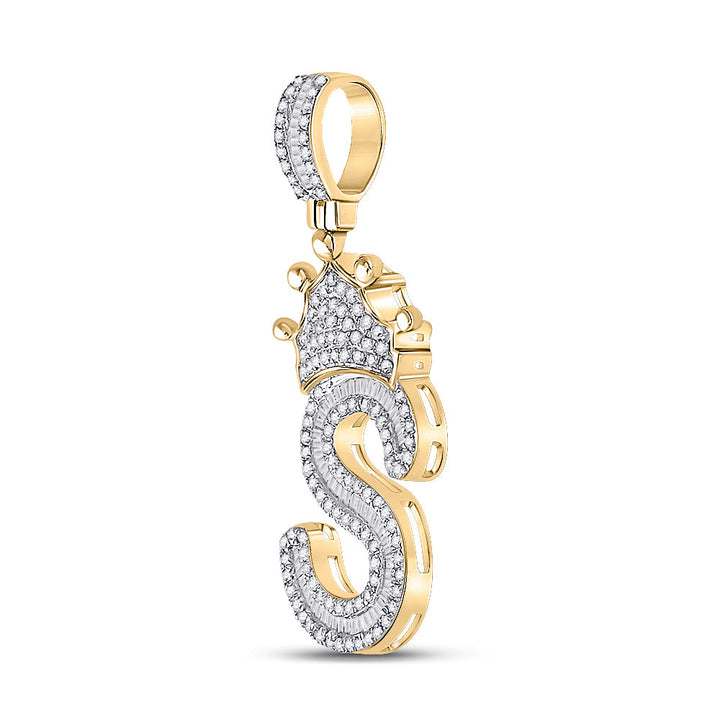 3/4CT-DIA P16 CROWN INITIAL "S" MENS PENDANT Daisy Joyeria