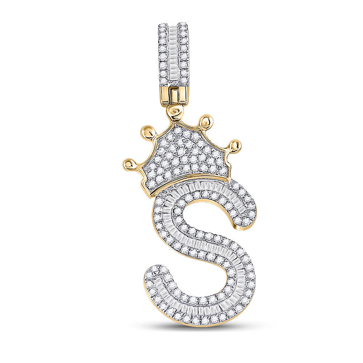 3/4CT-DIA P16 CROWN INITIAL "S" MENS PENDANT Daisy Joyeria