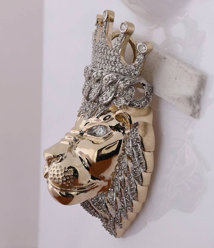 1 3/4CT-DIA NK LION FACE MENS CHARM Daisy Joyeria