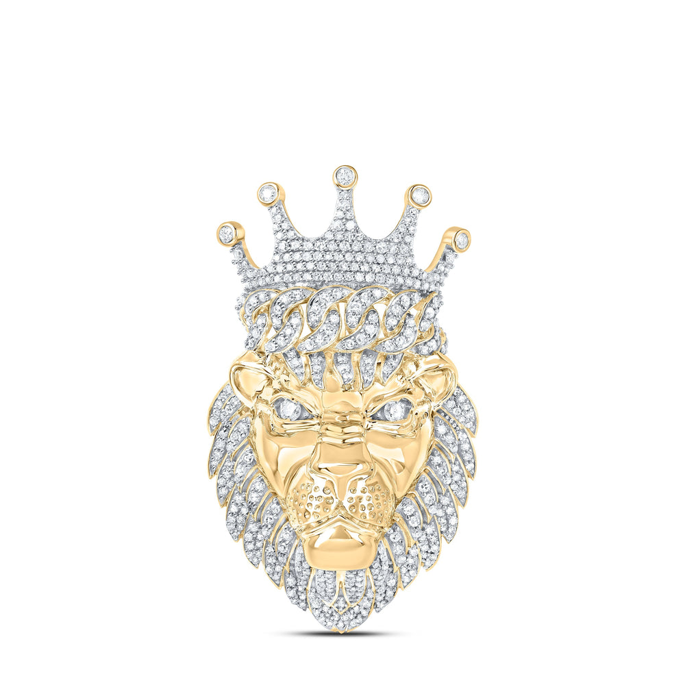 1 3/4CT-DIA NK LION FACE MENS CHARM Daisy Joyeria