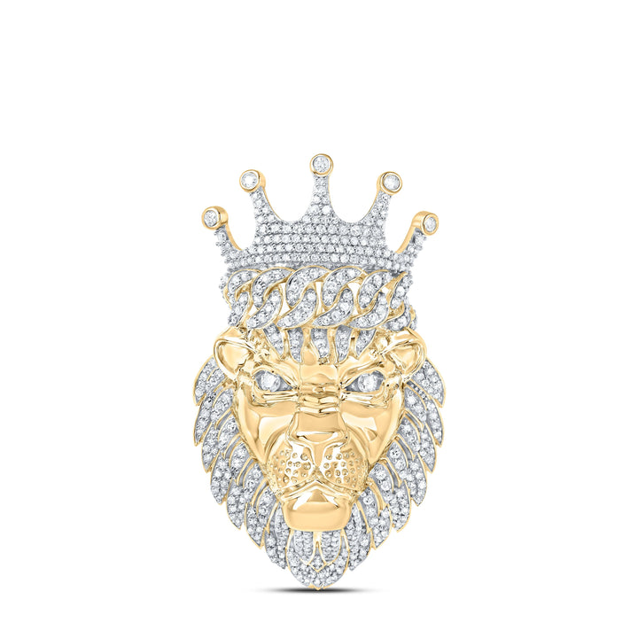 1 3/4CT-DIA NK LION FACE MENS CHARM Daisy Joyeria
