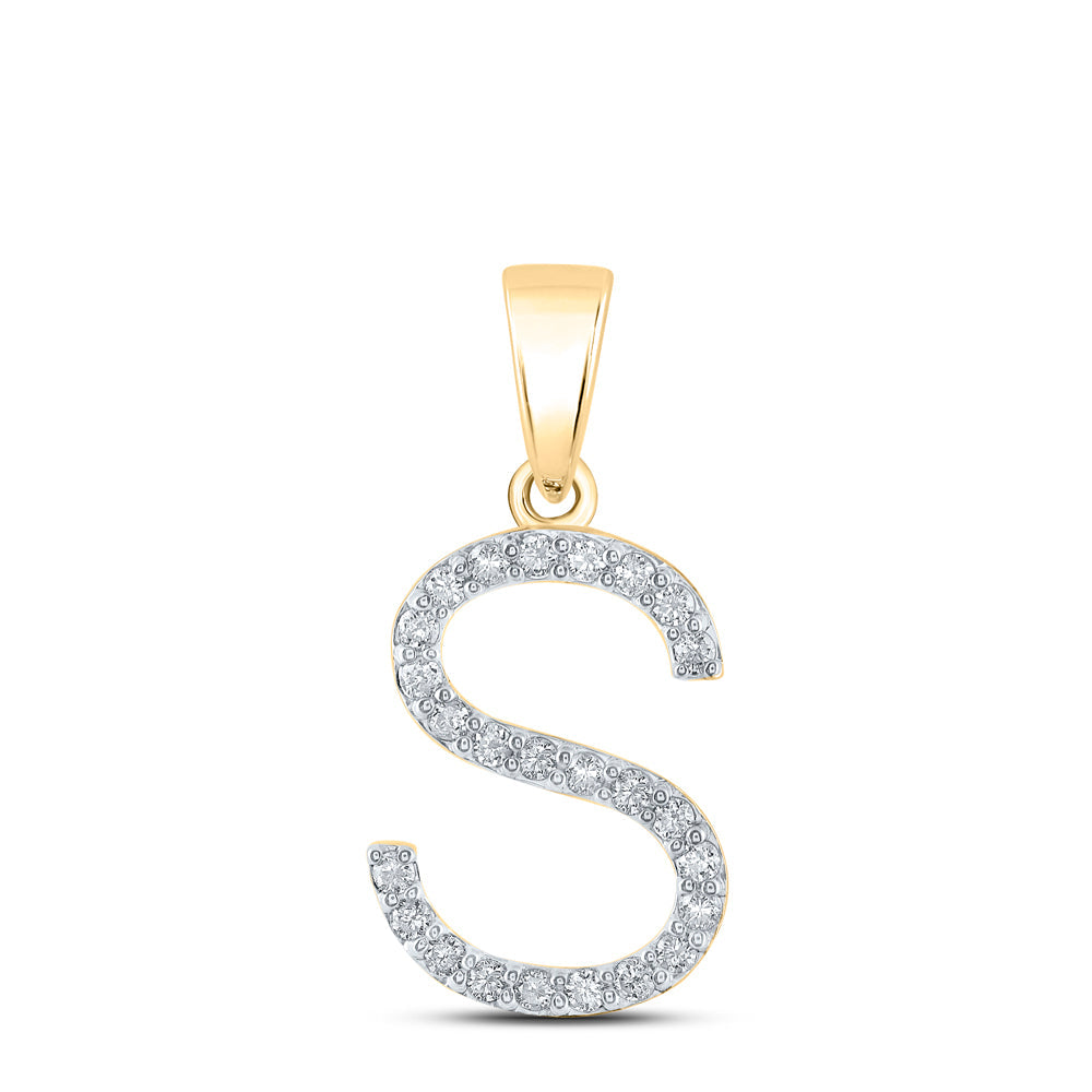 1/5CT-DIA CN LADIES INITIAL "S" PENDANT Daisy Joyeria