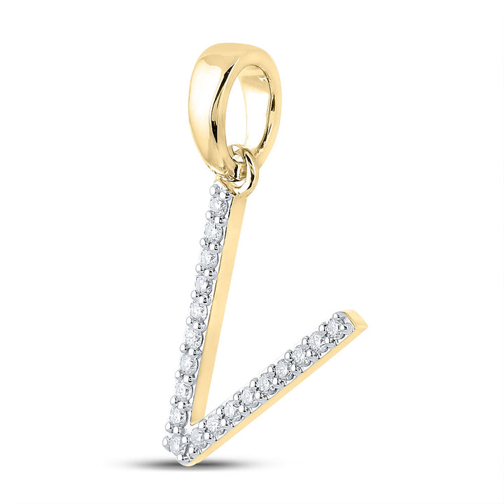 1/8CT-DIA CN LADIES INITIAL "V" PENDANT Daisy Joyeria