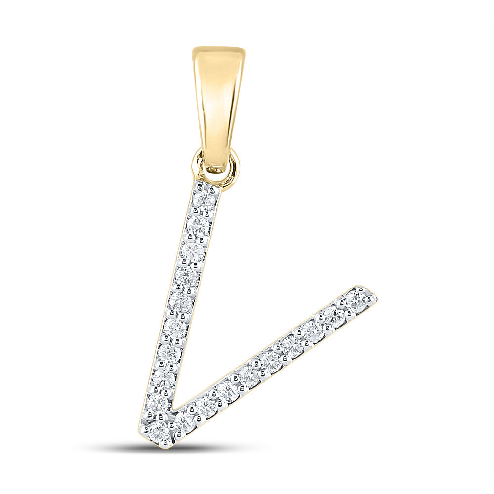 1/8CT-DIA CN LADIES INITIAL "V" PENDANT Daisy Joyeria