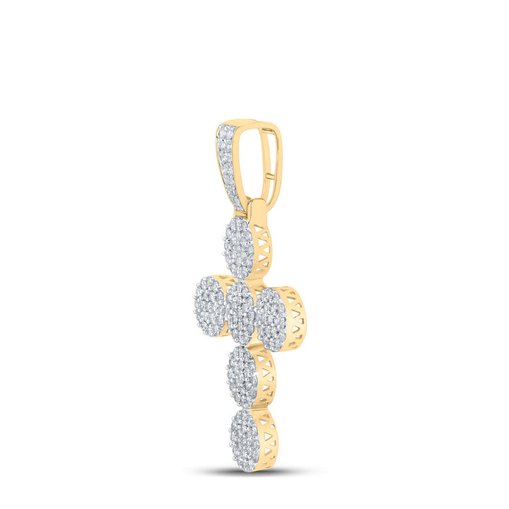 2 CT-DIA NK ROUND CROSS MENS CHARM Daisy Joyeria