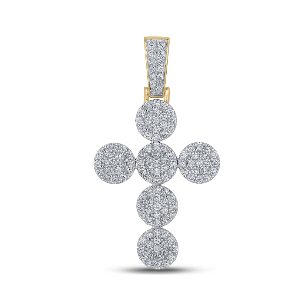 2 CT-DIA NK ROUND CROSS MENS CHARM Daisy Joyeria
