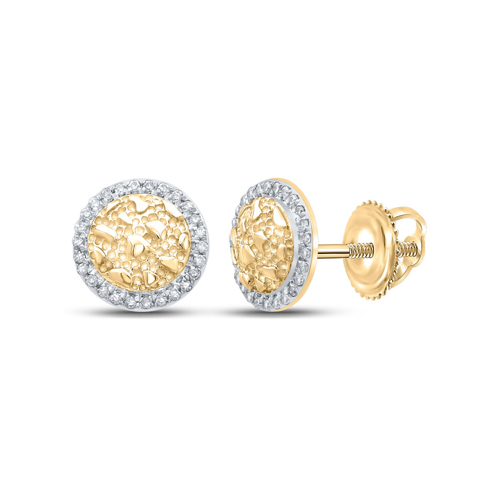 1/8CTW-DIA CN NUGGETS MENS ROUND EARRING Daisy Joyeria