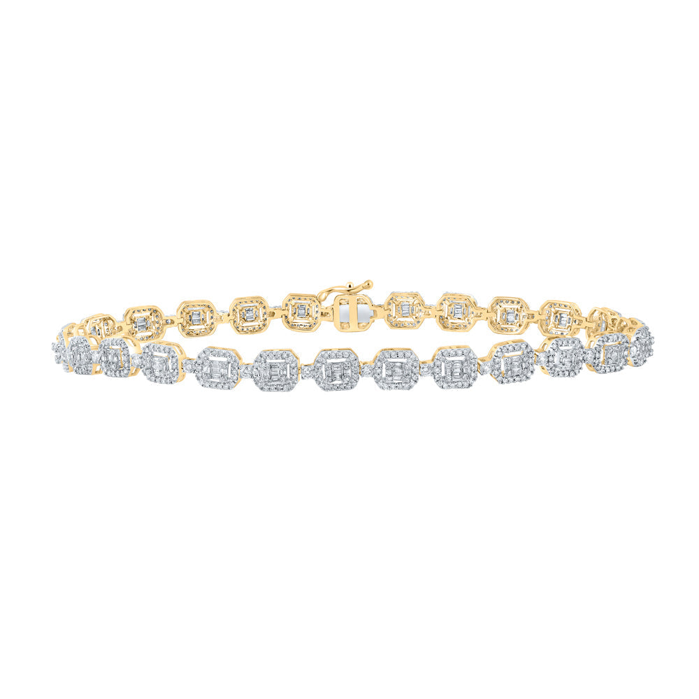 3CTW-NAT DIA NK (5.60MM) SQUARE BAGUETTE MENS BRACELET (8.50 INCH) Daisy Joyeria