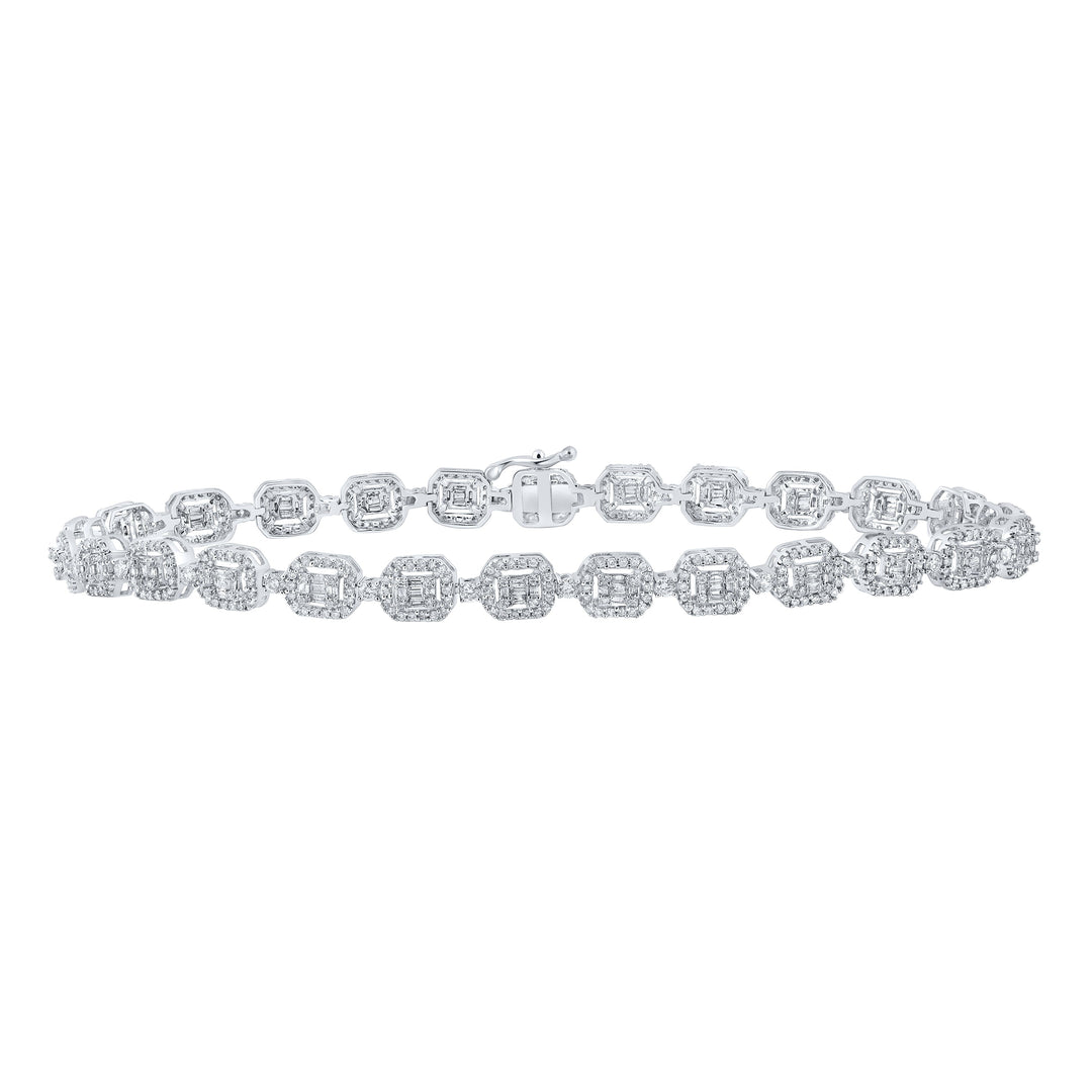 3CTW-DIA NK (5.60MM) SQUARE BAGUETTE MENS BRACELET (8.50 INCH) Daisy Joyeria