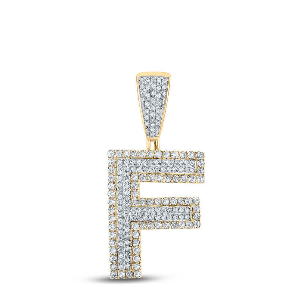 3/4CTW-DIA CN INITIAL "F" MENS CHARM Daisy Joyeria