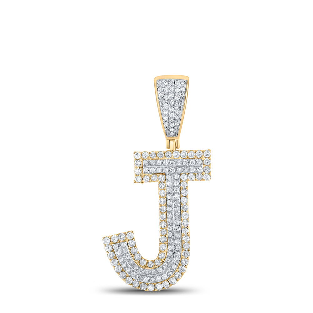 3/4CTW-DIA CN INITIAL "J" MENS CHARM Daisy Joyeria